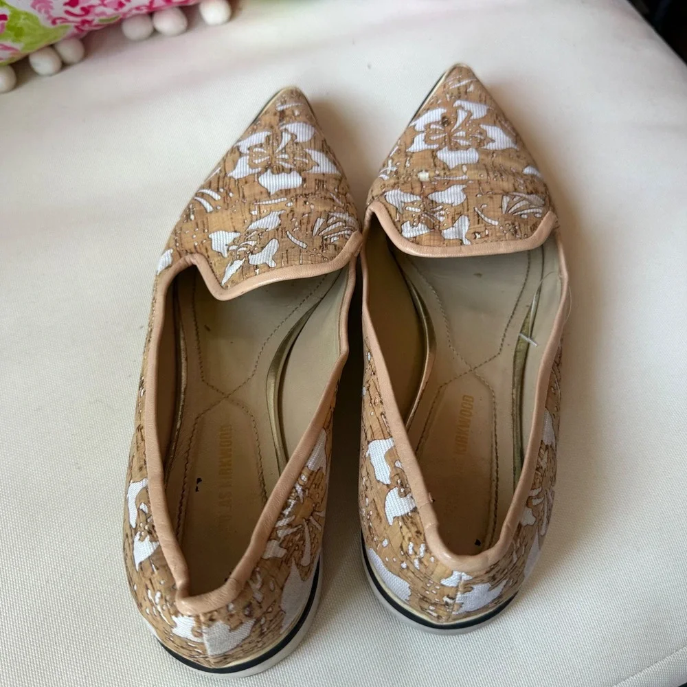 Nicholas Kirkwood floral motif slip on sneakers flats loafers‎ cork canvas sz 37